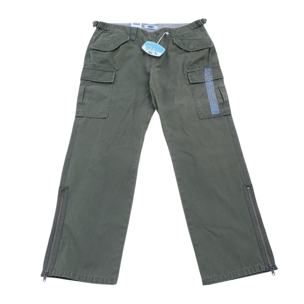 NWT Old Navy Green Cargo Pants Army Side Pockets Zipper Ankle Women 6